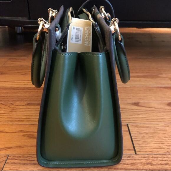 MICHAEL KORS Marilyn Amazon Green MK Monogram Print Satchel Small handbag NWT - Picture 7 of 8